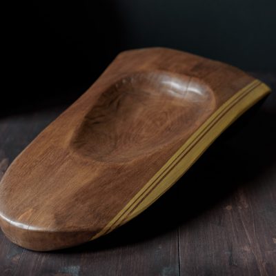 Cuenco de madera "Línea dorada"