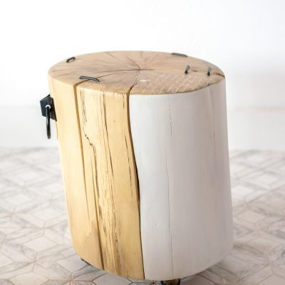 Mesa auxiliar tronco de madera "Palabras"